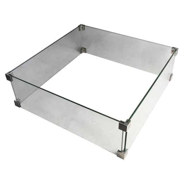 Elementi - Feuerschutz Glasumrandung, Transparent, Rechtecking, Inkl. Edelstahl Verbinder