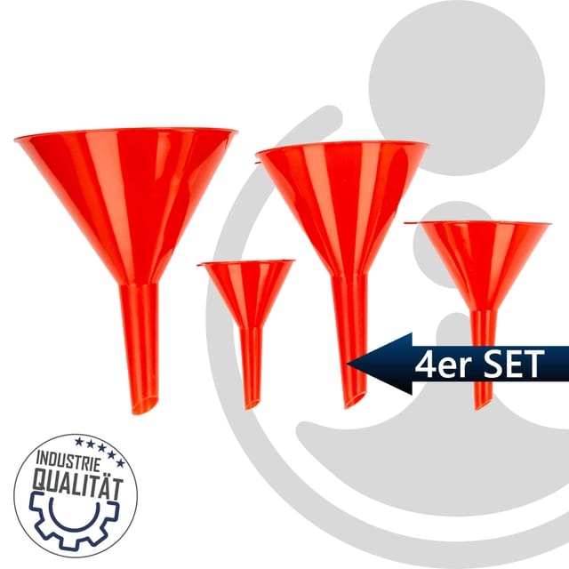 Eurotools - Trichter-satz 4-teilig, Ø 50 Mm / 75 Mm / 90 Mm / 115 Mm, Kunststoff Rot