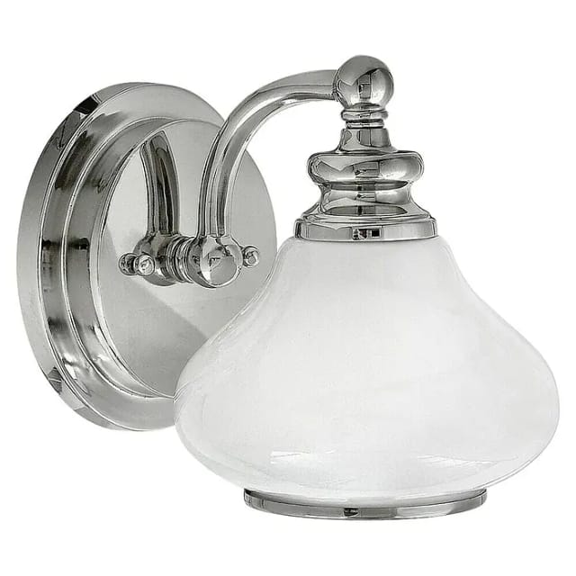 Wandlampe Leuchte Badezimmerleuchte Ip44 Opalglas Flurleuchte Chrom Poliert