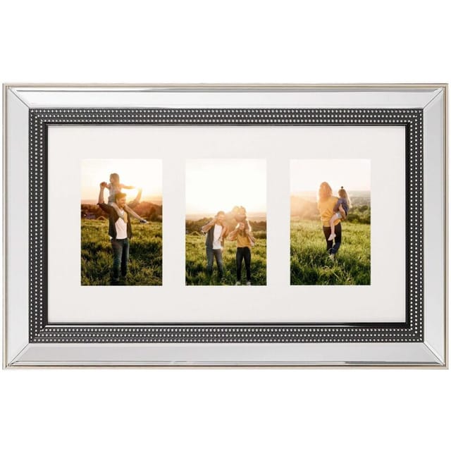 Bilderrahmen Collage Für 3 Fotos Silber Kunststoff Mit Spiegeleffekt Rechteckig 32x51 Cm Deko Accesoires Wohnzubehör Wohnzimmer Schlazimmer Flur