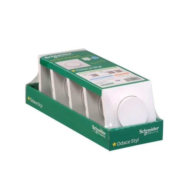 Set Mit 5 Kompletten Zweiwegeschaltern, Odace, Schneider Electric, Weiß Schneider Electric