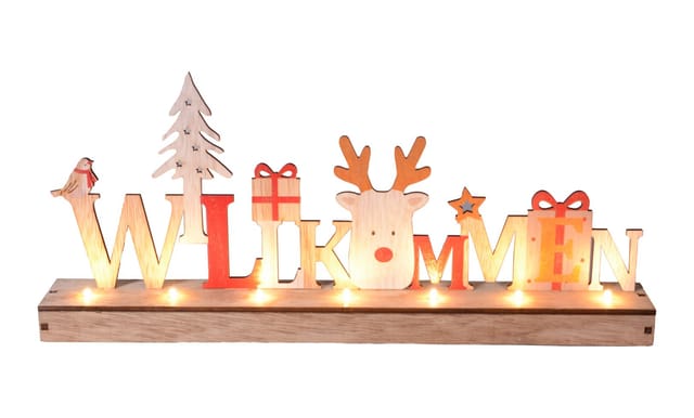 Trendline Led Holzsilhouette Willkommen 45 X 20 Cm Warmweiß Mit Timer Figuren