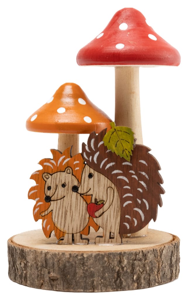 Dekofigur Pilze Holz 16 X 13 Cm Braun Rot - Trendline