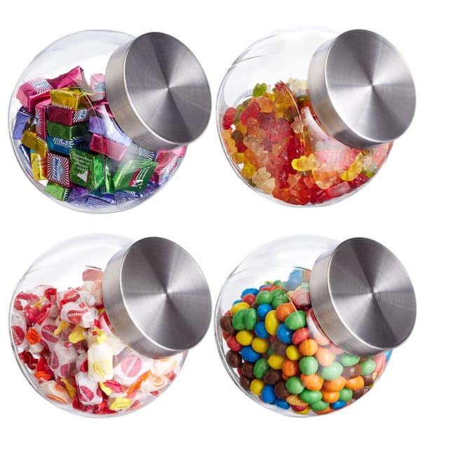 24 X Bonbonglas, 1,5 L, Vorratsgläser Für Süßigkeiten, Lebensmittel, Candy Bar, Bonboniere, Edelstahl-deckel, Klar