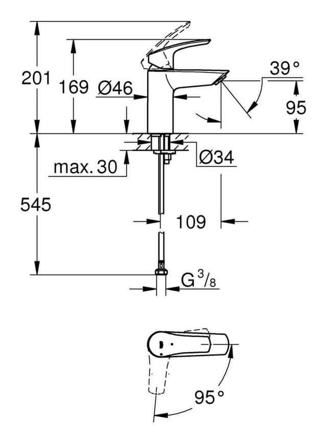 Eurosmart Einhebel-waschtischmischer Größe S, Chrom (32154003) - Grohe