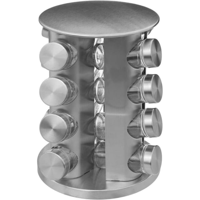 5five Simply Smart - Gewürzständer Gewürzregal Gewürzkarussell Gewürzbehälter Edelstahl 17-teilig 28 X 19 Cm