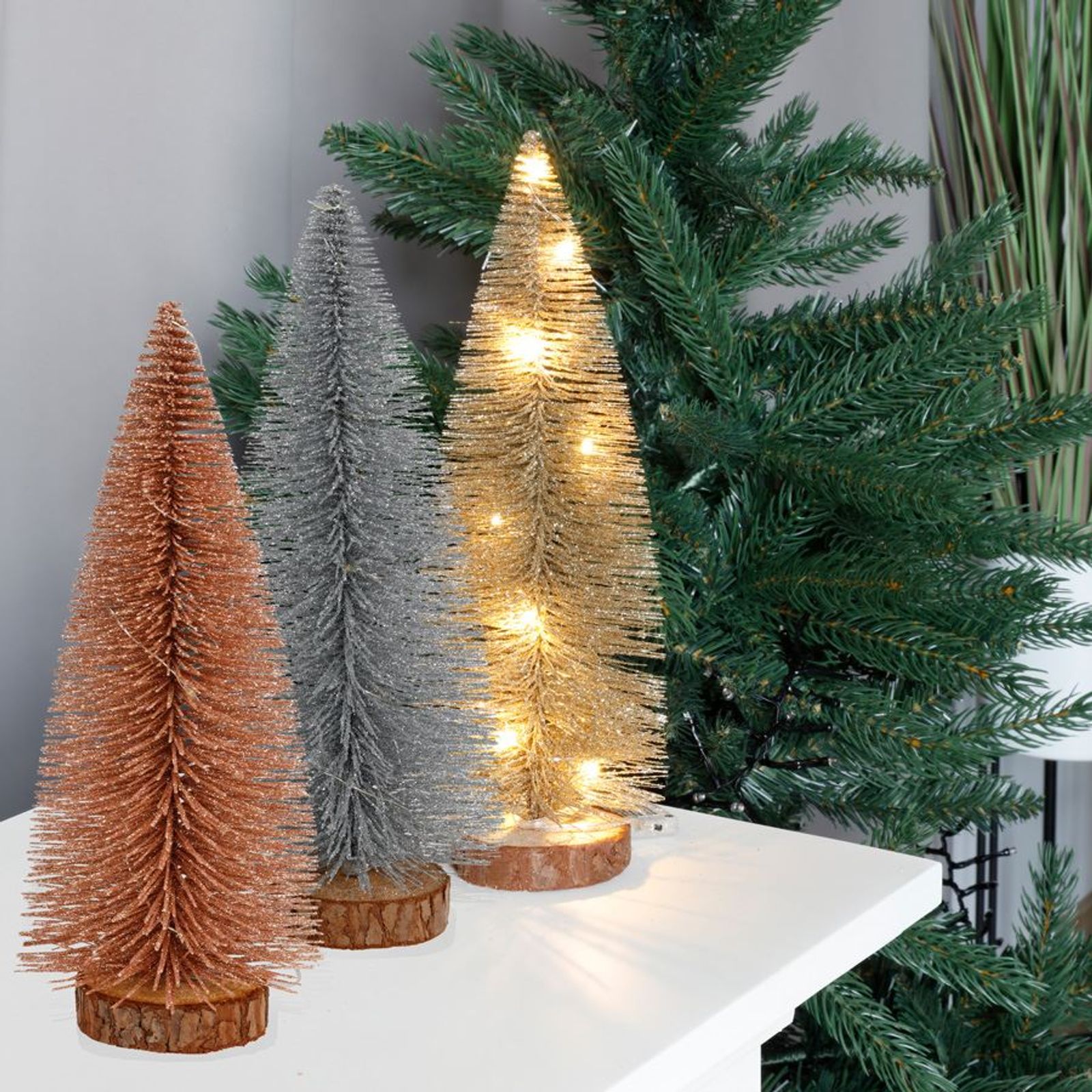Deko-tannenbaum Mit Glitzer Und 10 Leds 30cm Warmweiß