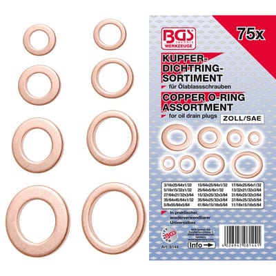 Bgs Technic - Dichtring-sortiment Kupfer Zollgrößen Für Öl-ablassschrauben 75-tlg.