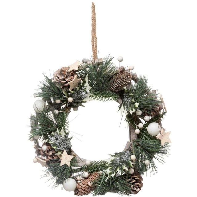 Kranz Natur Mit Ast 30cm Holz Weiß - Atmosphera Créateur D'Intérieur