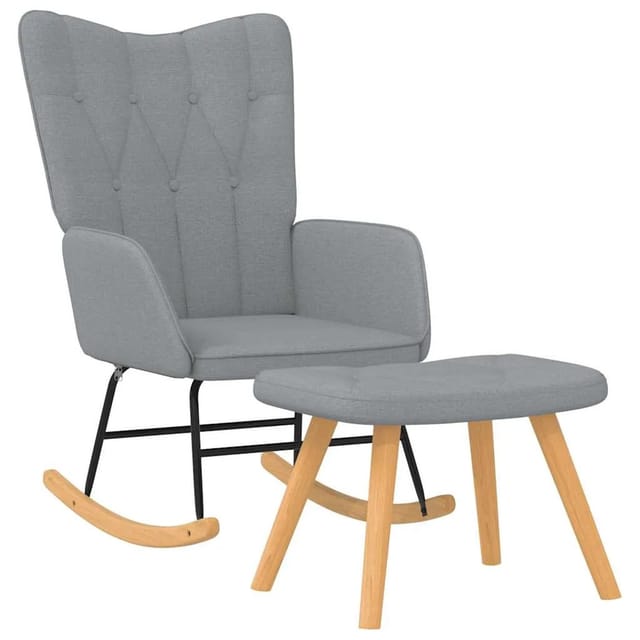 Les Tendances - Vidaxl Schaukelsessel Mit Hocker Hellgrau Stoff