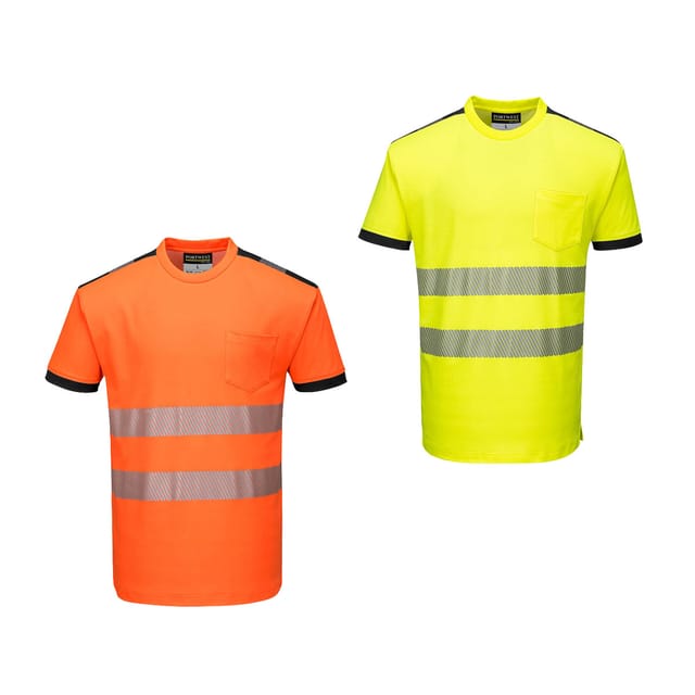 T181 Pw3 Cotton Comfort Warn-t-shirt - L - Gelb - Portwest