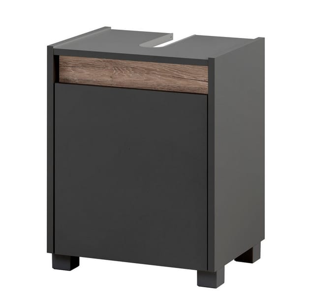 Lomadox - Waschbeckenunterschrank Badezimmer Corato-80 In Anthrazit Mit Absetzung In Wildeiche Nb., B/h/t: Ca. 41,8/54,6/33 Cm
