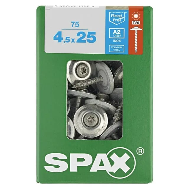 Spax - Spenglerschraube, 4,5 X 25 Mm, 75 Stück, Vollgewinde, Linsensenkkopf, T-star Plus T20, 4cut - 4577000450257
