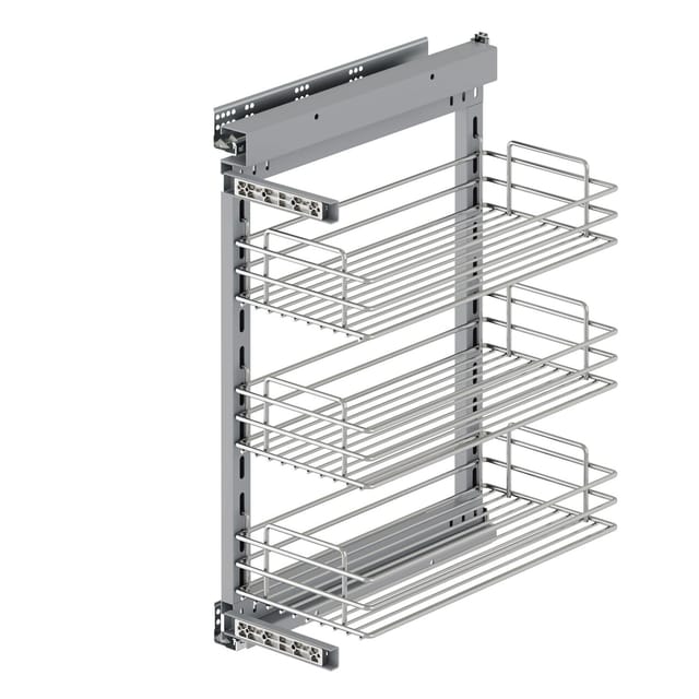 Flaschenregal Suprastar, Ausziehbar, Mit Schließautomatik, Modul 300mm, Stahl, Verchromt - Emuca
