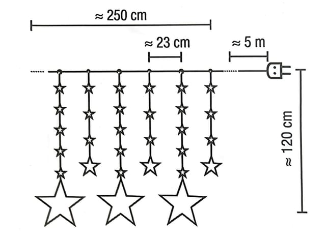 Led Sternen Lichtervorhang - 250 Cm - Mit 138 Warm Und Kalt Weißen Led