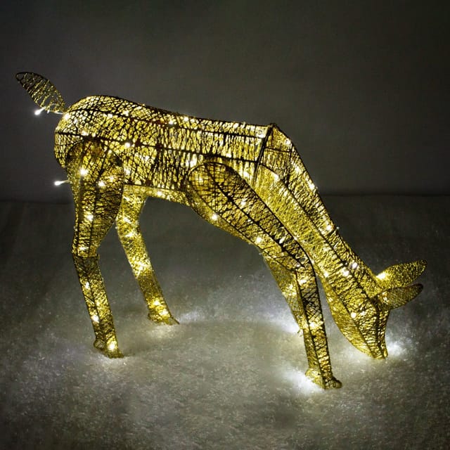 Beleuchtetes Rentier Reh Led Weihnachtsdeko Kaltweiß Dekoration Zeitschaltuhr Advent Weihnachten Weihnachtsbeleuchtung Timer Außen Gartendeko Gold