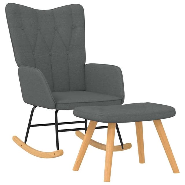 Les Tendances - Vidaxl Schaukelsessel Mit Hocker Dunkelgrau Stoff