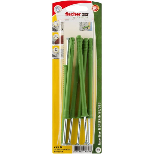 Fischer Nageldübel N Green 8.0 X 120 Mm - 6 Stück Dübel