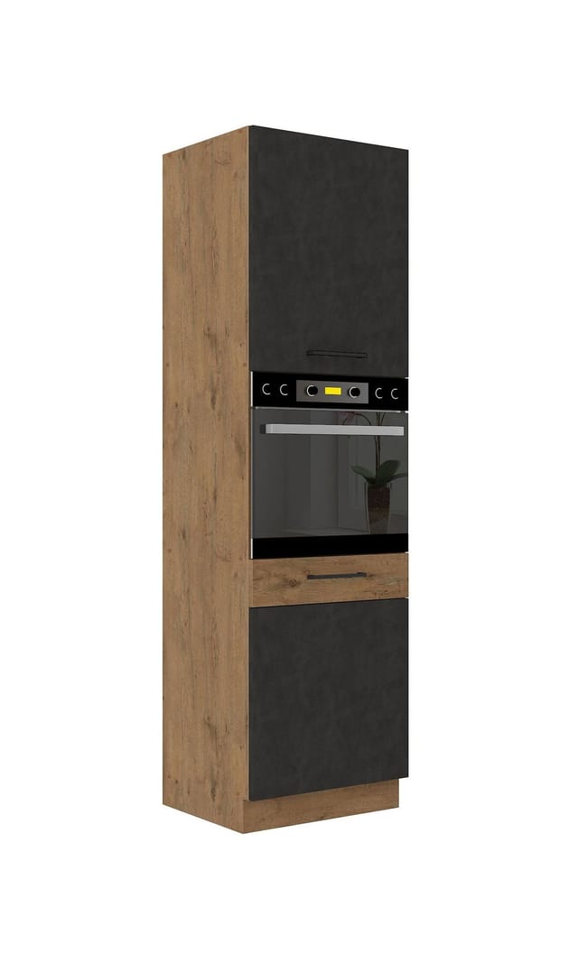 Küchen Preisbombe - Vigo Hochschrank 60 Cm Eiche Lancelot Matera Grau Küchenzeile Küchenblock Küche