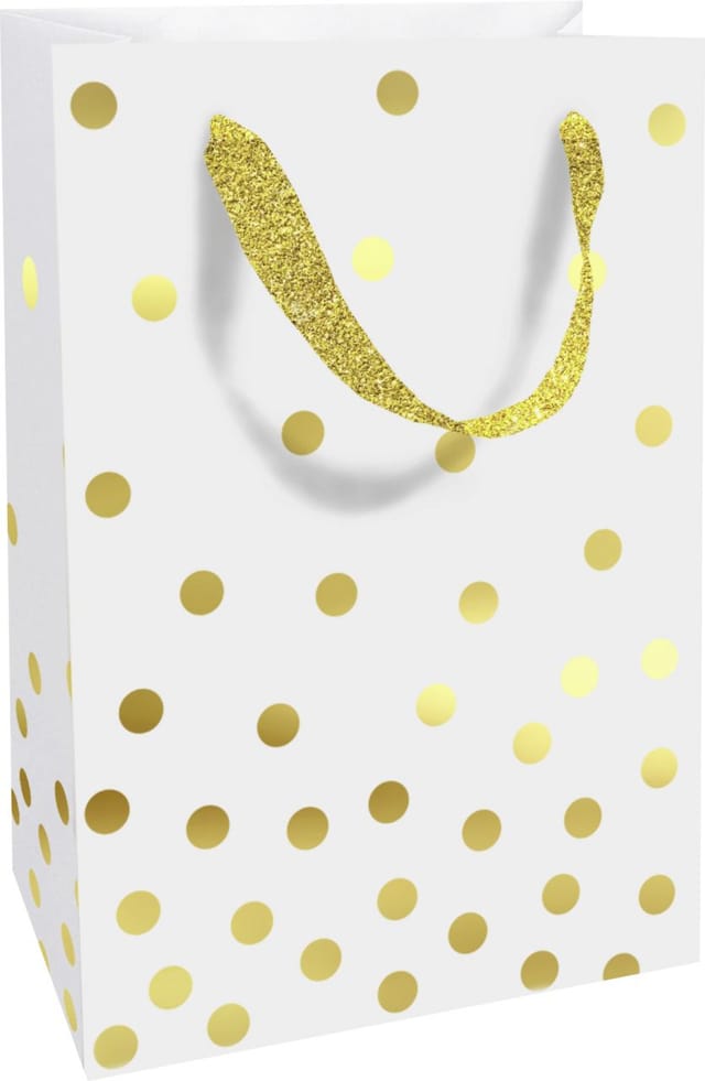Braun&company - Geschenktasche Golden Dots Weiß, 11 X 16 X 5 Cm Geschenktüte