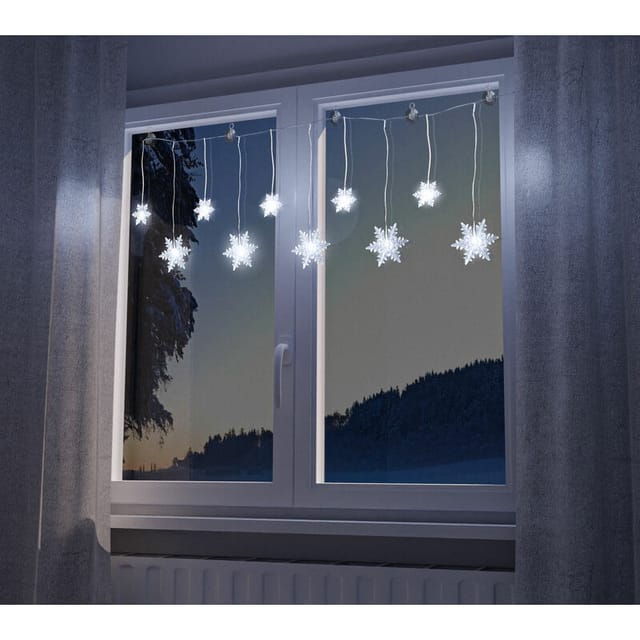 Led Schneeflocken Lichterkette - 135 Cm - Mit 10 Led In Kalt Weiß