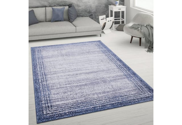 Paco Home - Teppich Wohnzimmer Kurzflor Abstrakter Used-look Vintage Stil Modern Blau, 120x160 Cm