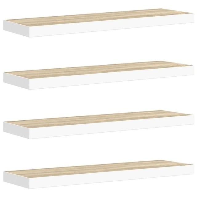 Schweberegale 4 Stk. Eiche Und Weiß 90x23,5x3,8 Cm Mdf Vidaxl