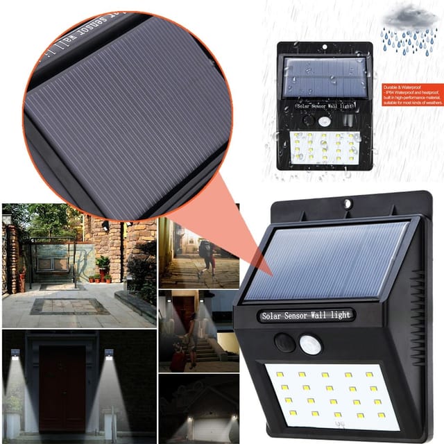 Trade Shop Traesio - Trade Shop - Faro 20 Leds Mit Recarischem Pannel Und Moving Sensor Für External -