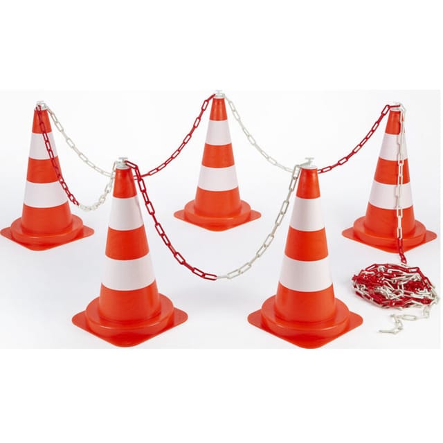 Markierungskit Mit 8 Pvc-kegeln, 50 Cm, + 12,50 M Kette - Vinmer
