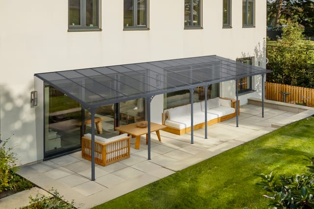 Cazeboo - Angebaute Pergola/carport 27m² Kleo 900l300 Aluminium Grau