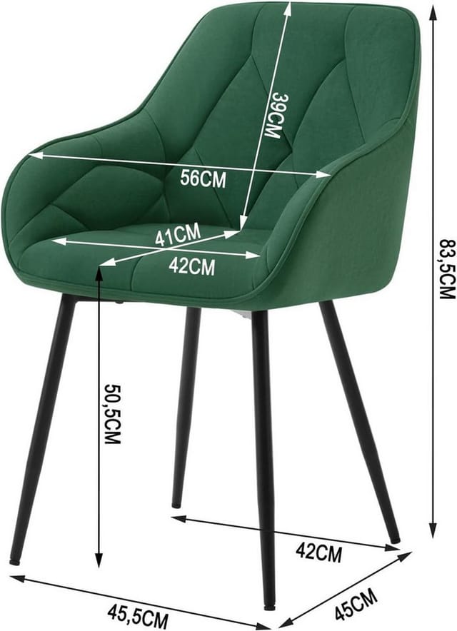 1x Esszimmerstuhl Küchenstuhl Mit Samt Gepolstertem Sitz Metallbeinen Ergonomischer Sessel Armlehnstuhl Rückenlehne Stuhl Esszimmer, Dunkelgrün - Woltu