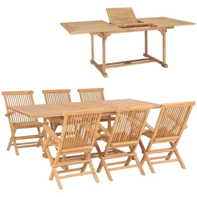 7-tlg. Garten-essgruppe 150-200 X 100 X 75 Cm Massivholz Teak Vidaxl