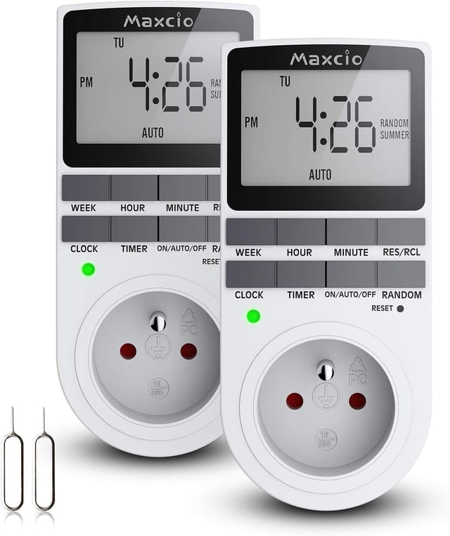 Digitale Programmierbare Steckdose, Täglicher/wöchentlicher Digitaler Timer, Steckdosenprogrammierer Mit Lcd-display Und Diebstahlschutz-zufallsmodus, Energiesparend, 16 A/3680 W Max. (2 Packungen)
