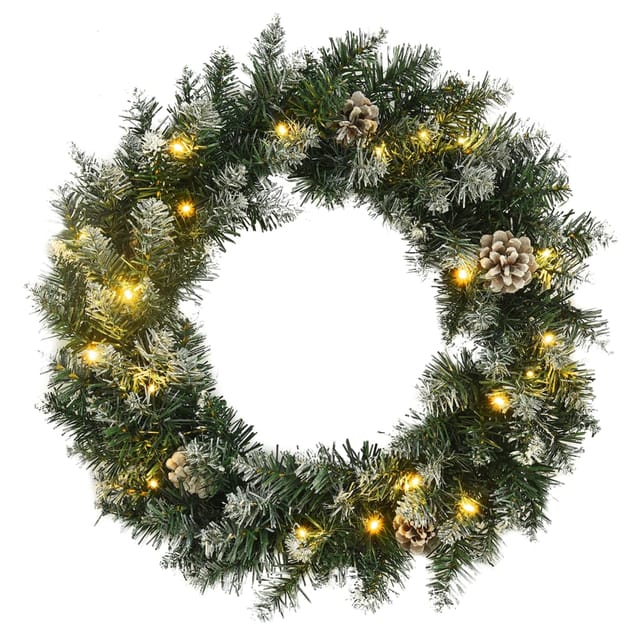 Weihnachtskranz Mit Led-leuchten Grün 45 Cm Pvc Vidaxl