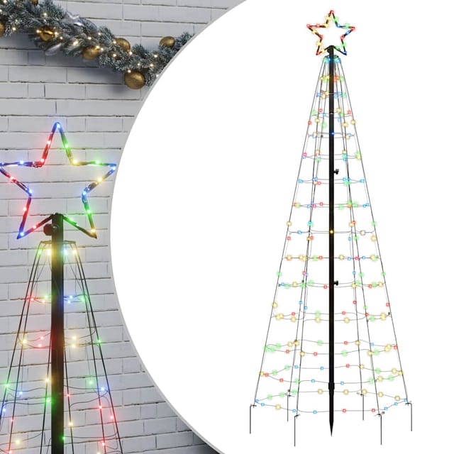 Led-weihnachtsbaum Mit Erdspießen 220 Leds Mehrfarbig 180 Cm Vidaxl