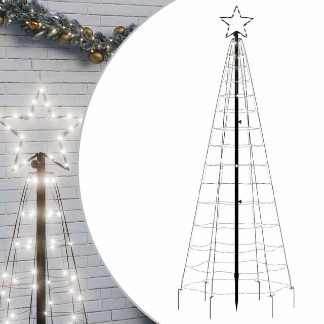 Led-weihnachtsbaum Mit Erdspießen 220 Leds Kaltweiß 180 Cm Vidaxl