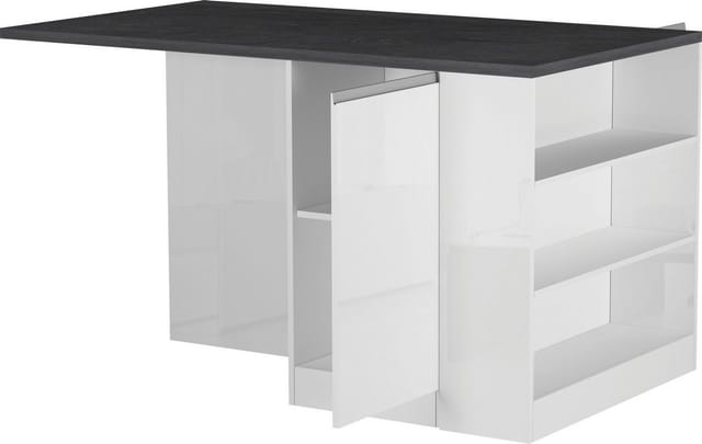 Kücheninsel Mit Tisch Für Moderne Küche 2 Türen 160x90x90cm Grover - Weiß - Grau