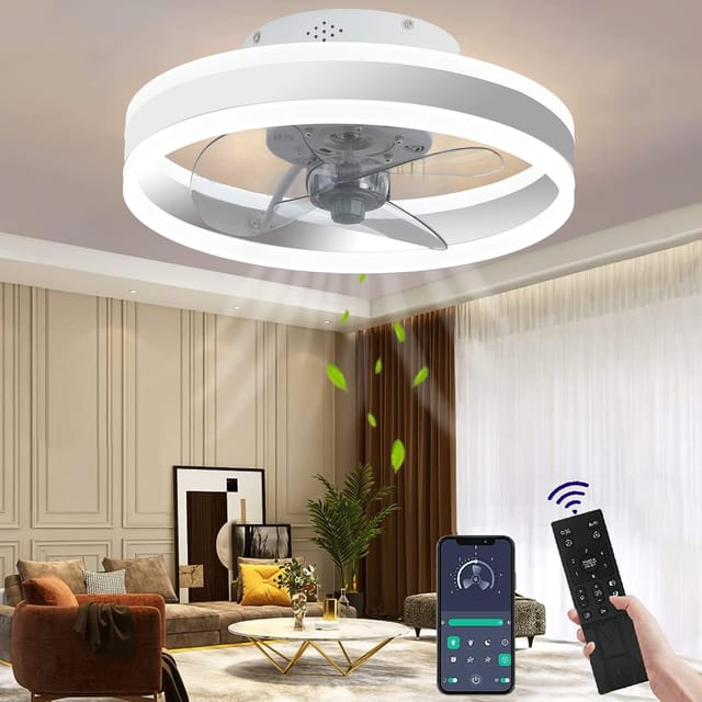 Deckenventilator Mit Licht, Leise, Modernes Led-licht Mit Fernbedienung, Timer, Ventilator, Deckenleuchte, Esszimmer (farbe: Weiß, Größe: 40 Cm) - Tigrezy