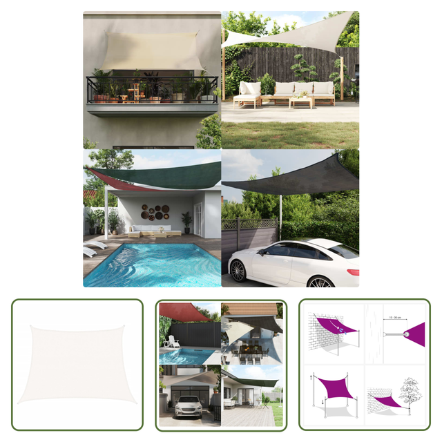 The Living Store Sonnensegel 160 G/m² Weiß 4/5x3 M Hdpe - Sonnensegel - Hdpe Sonnensegel - Gartensonnensegel - Terrassenüberdachung - Balkonschutz