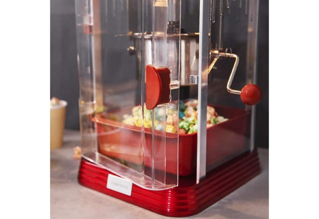 Popcornmaschine Mit Retro-design, Edelstahltopf Und Herausnehmbare Schale Für Die Popcorns Zu Genießen Wie Im Kino.