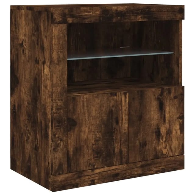 Sideboard Mit Led-leuchten Räuchereiche 60,5x37x67 Cm Vidaxl