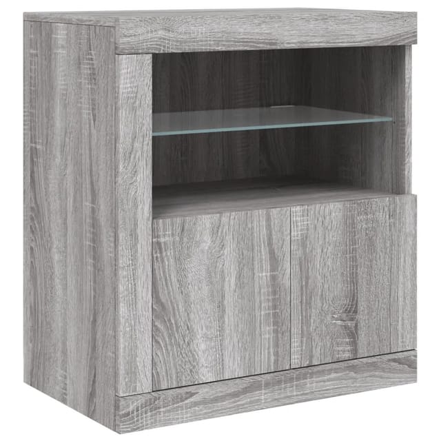 Sideboard Mit Led-leuchten Grau Sonoma 60,5x37x67 Cm Vidaxl