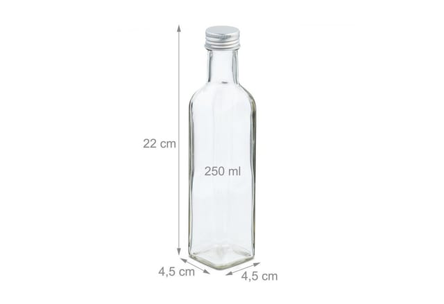 Flaschen Zum Befüllen, 16er Set, Leere Glasflaschen, Für Likör, Öl, Saft, Schnapsflaschen, 250 Ml, Transparent - Relaxdays