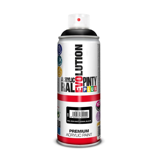 Pinty - Premium-sprühfarbe Plus Evolution Ral 9004 Intensives Mattes Signalschwarz 520 Ml