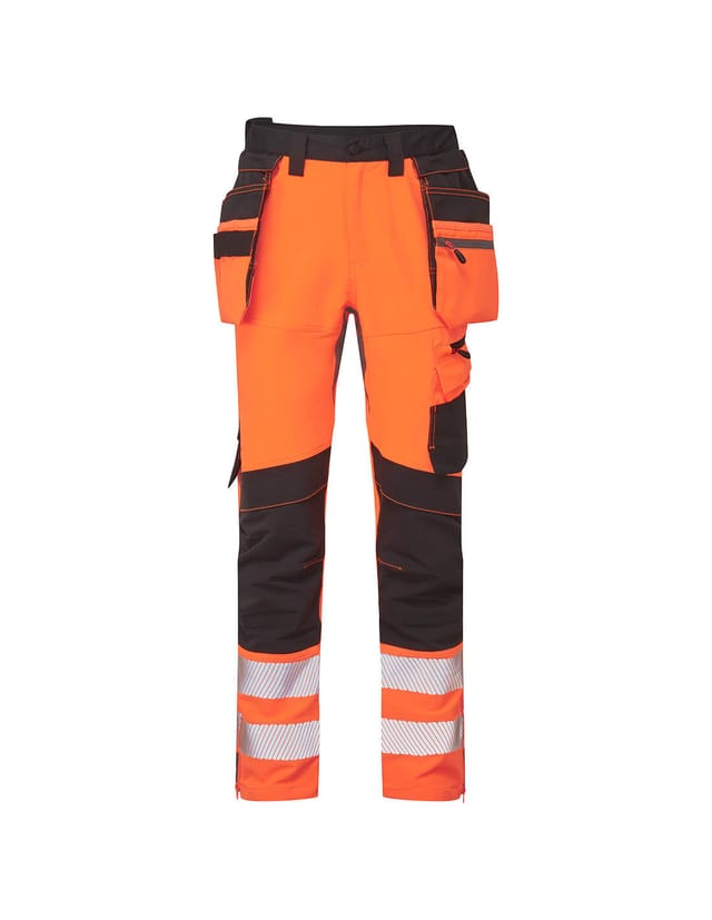 Dx4 Hochsichtbare Arbeitshose Mit Abnehmbaren, Aufgesetzten Taschen Orange/schwarz 2xl - Fr(54) - Uk(44)