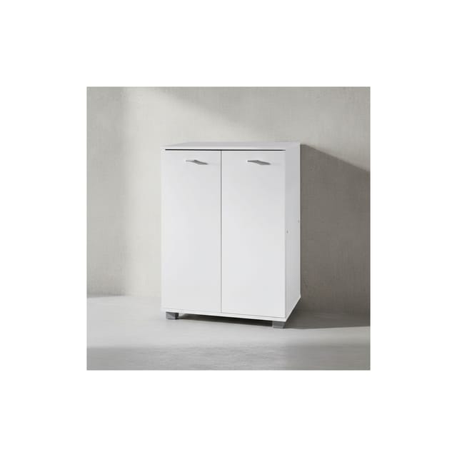 KADIMA DESIGN Schuhschrank-Kommode für bis zu 12 Paar Schuhe, 2 Türen, 3 Einlegeböden, in Weiß