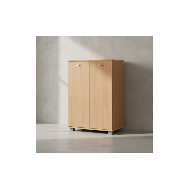 KADIMA DESIGN Schuhschrank-Kommode für bis zu 12 Paar Schuhe, 2 Türen, 3 Einlegeböden, in Buche