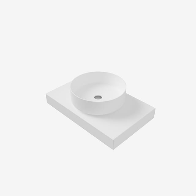 Idral - Arbeitsplatte Mit Zylindrischem Waschbecken Aus Solid Surface, Mattweiß