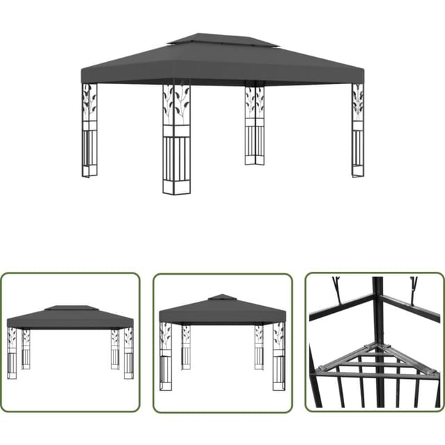 Maison Chic - The Living Store Pavillon Mit Doppeldach 3x4 M Anthrazit - Pavillon - Gartenpavillon - Partyzelt - Markise - Außengarten