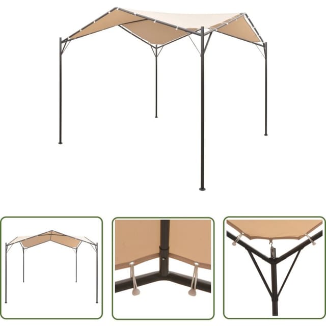 The Living Store Pavillon Partyzelt Überdachung 4x4 M Stahl Beige - Partyzelt - Pavillon - Gartenüberdachung - Outdoor-zelt - Grillplatzabdeckung